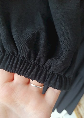 Düğmeli Siyah Uzun Kadın Elbise - Görsel 3