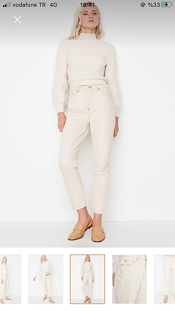 trendyolmilla ekru mom jean