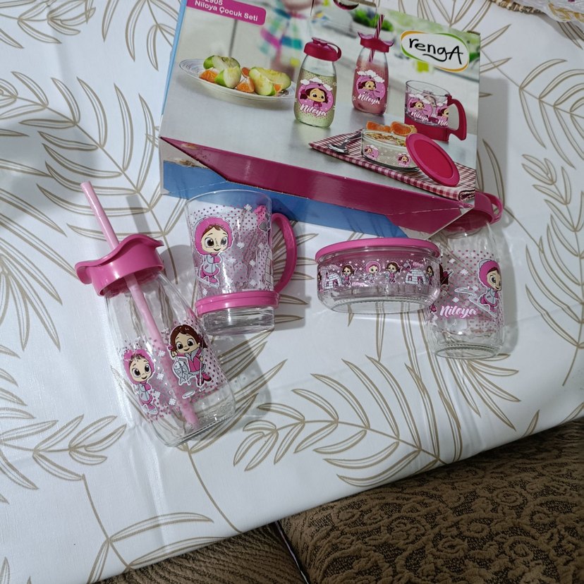 Niloya Pembe Çocuk yemek içecek seti - Görsel 2