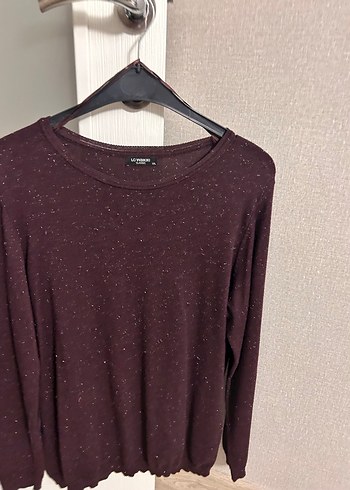 Lcwaikiki simli triko narin kazak koyu mürdüm rengi - Görsel 2