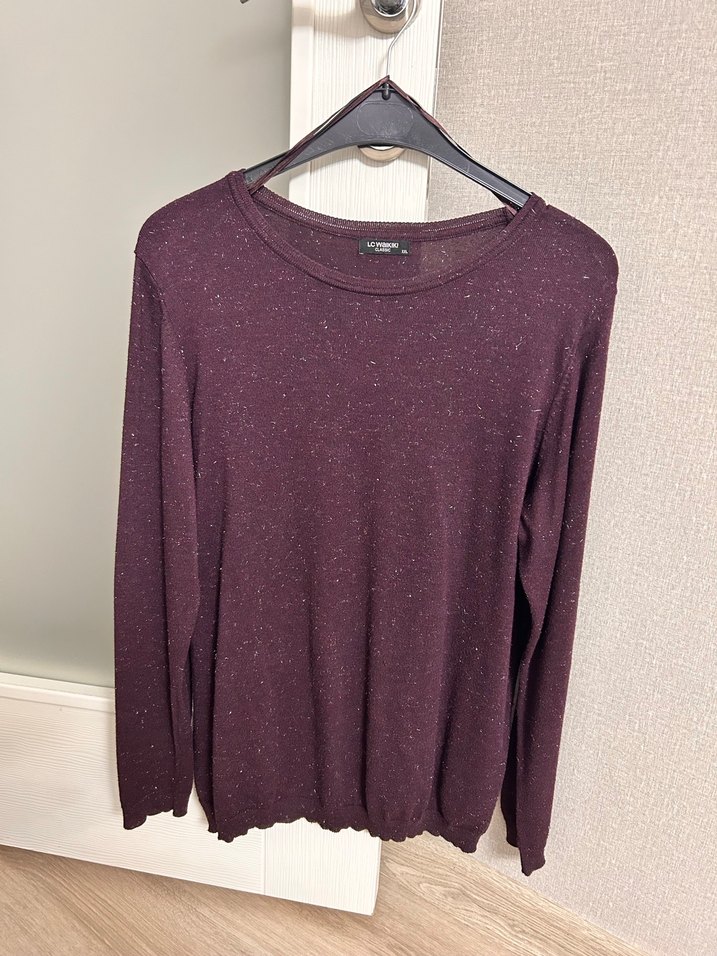 Lcwaikiki simli triko narin kazak koyu mürdüm rengi - Görsel 3