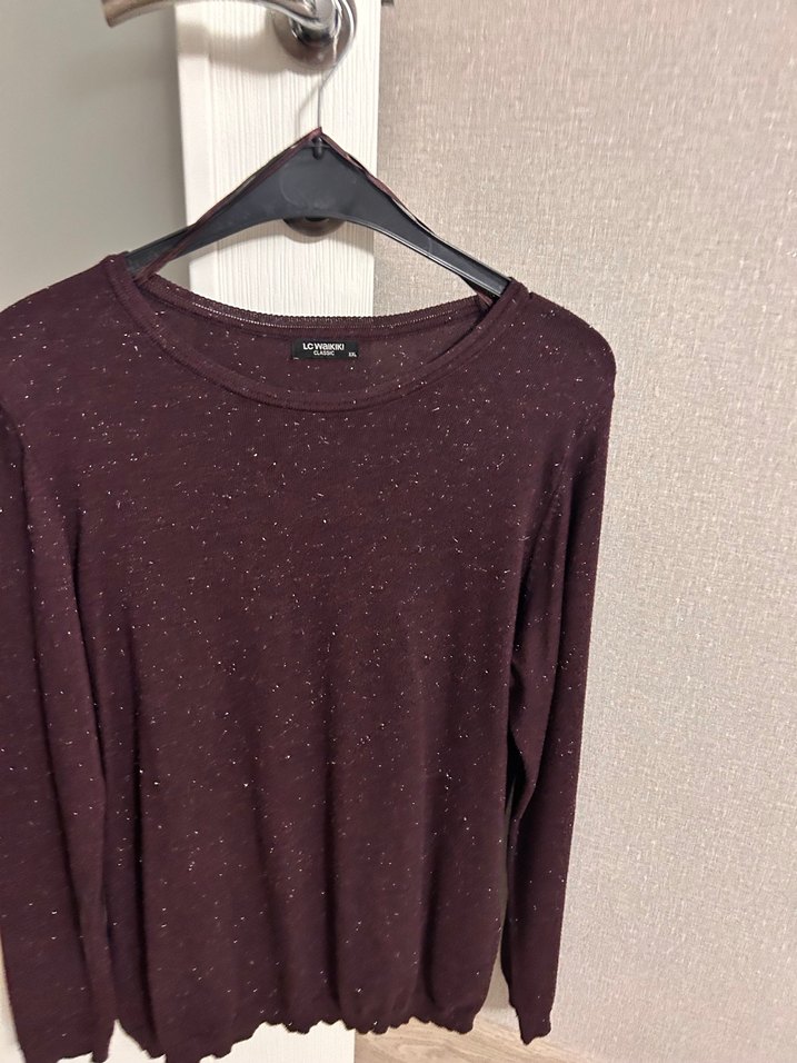 Lcwaikiki simli triko narin kazak koyu mürdüm rengi - Görsel 2