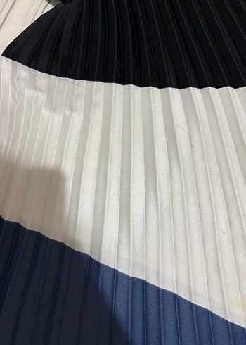 H&M Kadın Mavi Pilili Uzun Etek