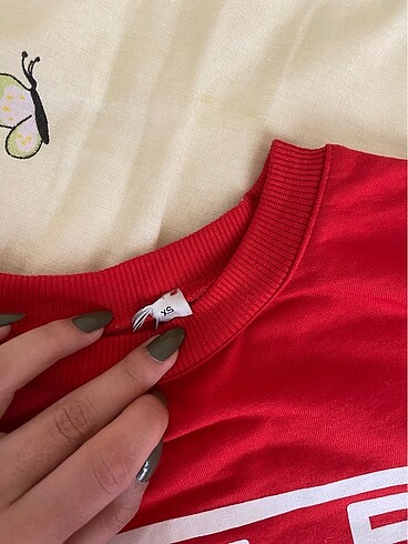 xs Beden kırmızı Renk crop sweat