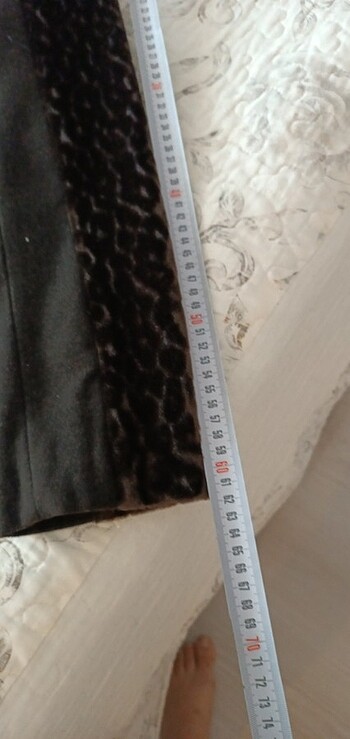 40 Beden Koyu kahve kase kolları kendinden leopar desenli kaban
