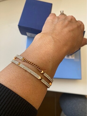  Beden altın Renk Swarovski kelepçe bileklik