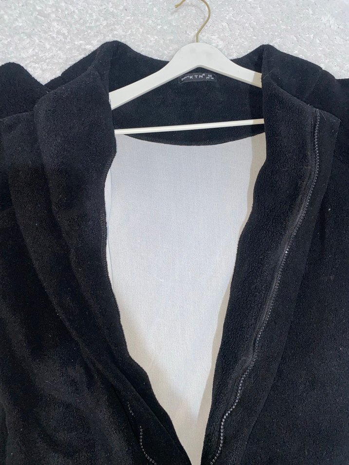 Siyah V Yaka Midi kaban ceket - Görsel 4