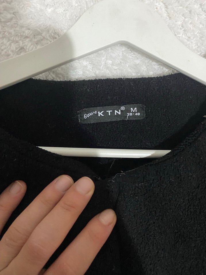 Siyah V Yaka Midi kaban ceket - Görsel 3