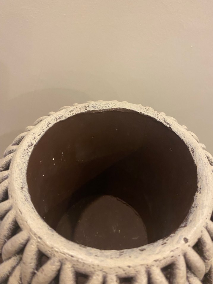 Bej Örgü Desenli Vazo - Görsel 3