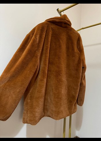 Kahverengi Suni Kürk Midi Ceket - Görsel 3