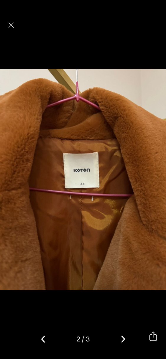 Kahverengi Suni Kürk Midi Ceket - Görsel 2