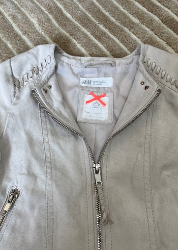 H&M Kız Çocuk Bej Süet Fermuarlı Ceket