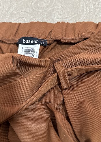 Kahverengi Kemerli Kadın Kumaş Pantolon - Görsel 2