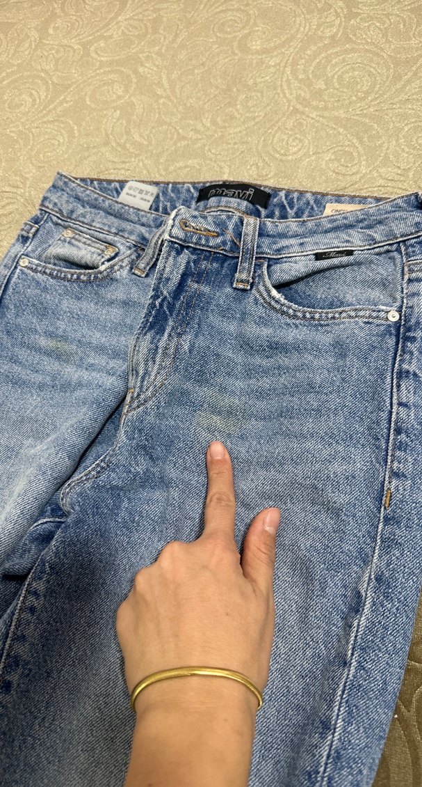 Mavi Düğmeli Kadın Midi Boy Bol Kesim Jean - Görsel 3