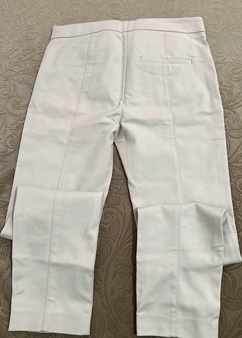 Kadın Beyaz Kemerli Kumaş Pantolon - Görsel 3