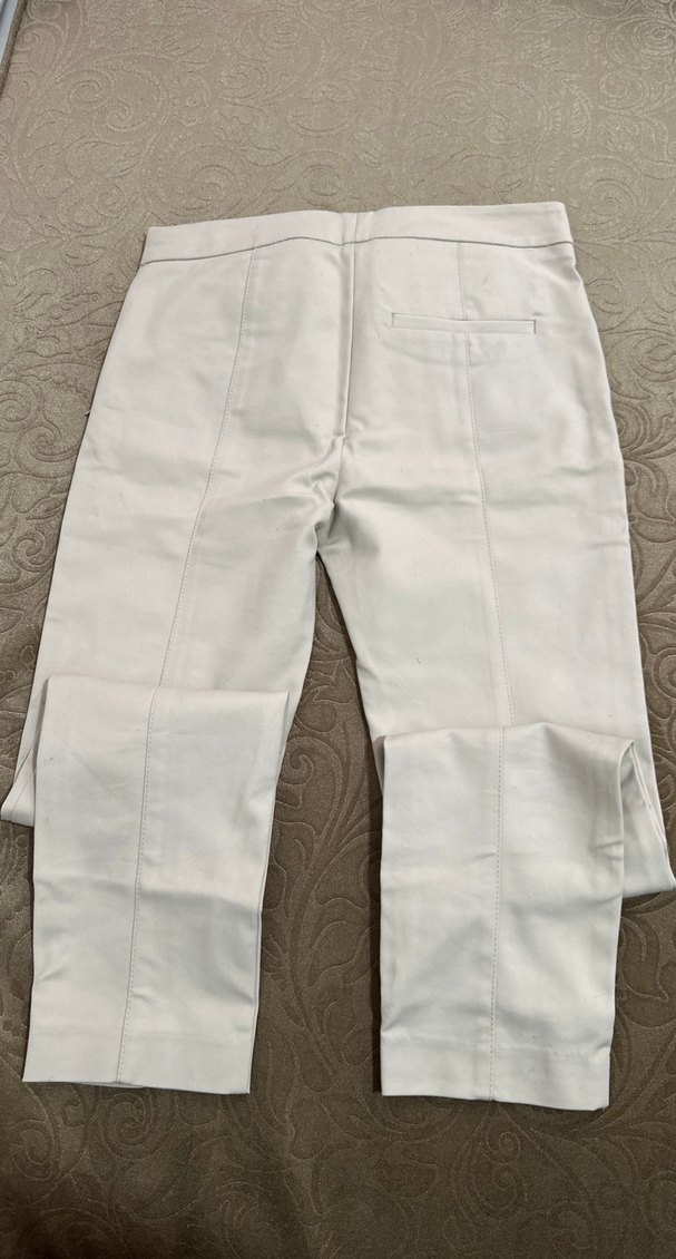 Kadın Beyaz Kemerli Kumaş Pantolon - Görsel 3