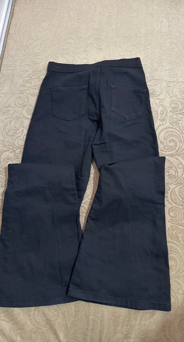 Düğmeli Siyah Midi Kadın Kot Pantolon - Görsel 2