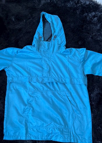 Kapüşonlu Mavi Erkek Yağmurluk - Görsel 3