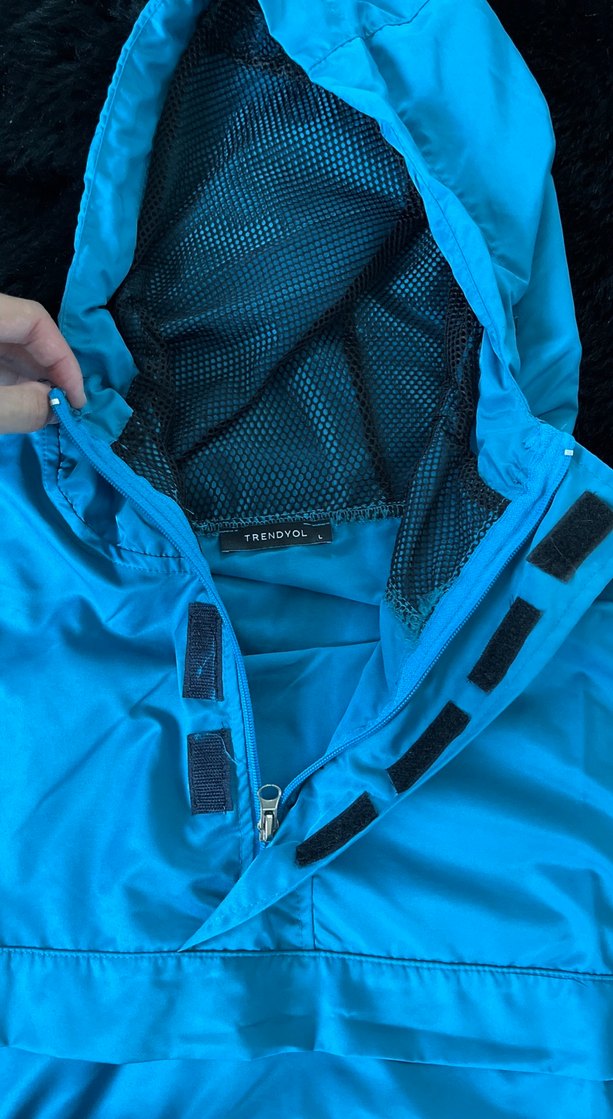 Kapüşonlu Mavi Erkek Yağmurluk - Görsel 4