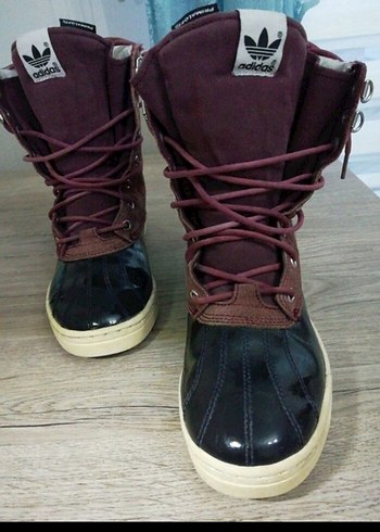 Adidas Bordo Siyah Adidas Bağcıklı kadın Bot