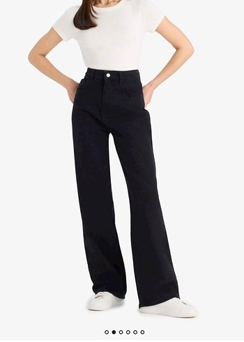 wide leg bol paça Siyah Kadın Denim Pantolon