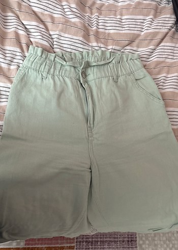 Defacto Bej Kadın Keten Pilili Bol Paça Pantolon