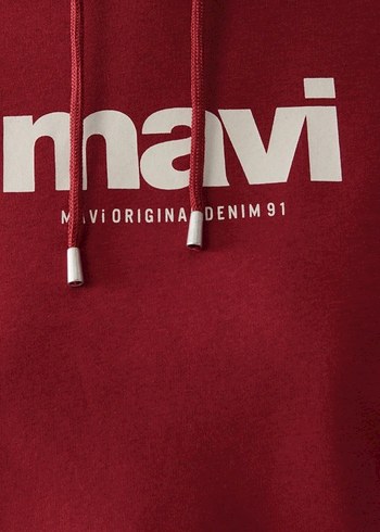 Kapüşonlu Bordo Sweatshirt MAVİ - Görsel 3