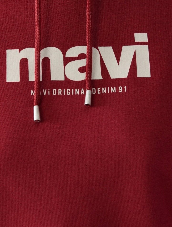 Kapüşonlu Bordo Sweatshirt MAVİ - Görsel 3