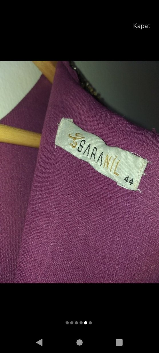 Mor İşlemeli Uzun Drapeli Straplez Kadın Abiye - Görsel 4