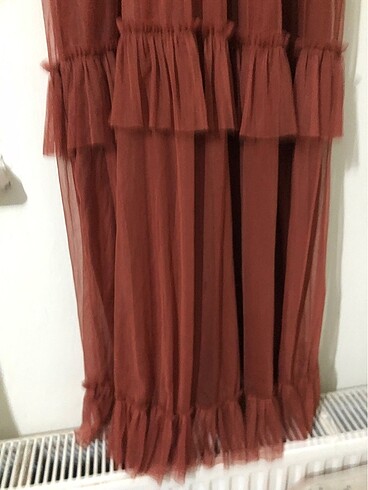 Kiremit rengi tüllü abiye - Görsel 5