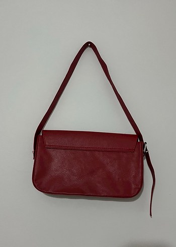 Kırmızı Deri Kadın Omuz Çantası - Görsel 2