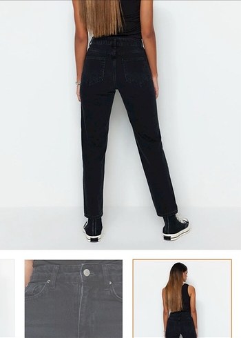 Siyah Mom Jean - Görsel 4