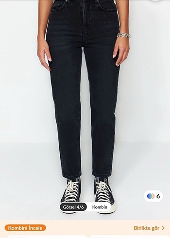 Siyah Mom Jean - Görsel 3
