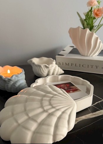 Beyaz Deniz Kabuklu  Vazo Seti - Görsel 3