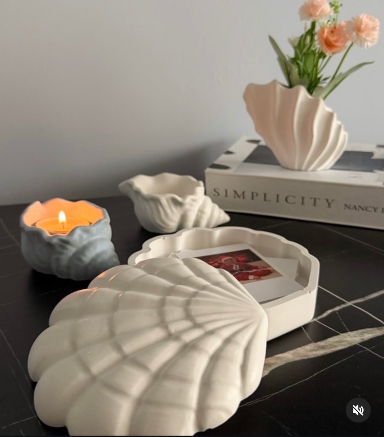 Beyaz Deniz Kabuklu  Vazo Seti - Görsel 3