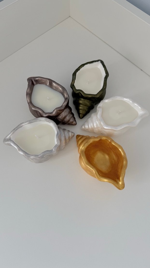 Deniz Kabuğu Şeklinde Mumluk Seti - Görsel 2