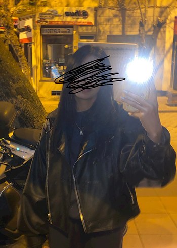Siyah Deri Transparan Detaylı Kadın Ceket