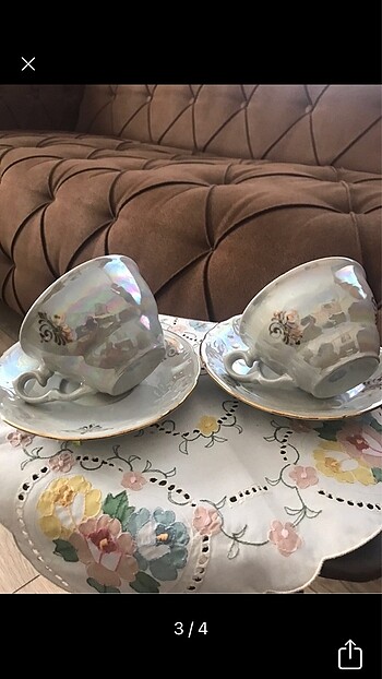 2 adet antika çay fincanı