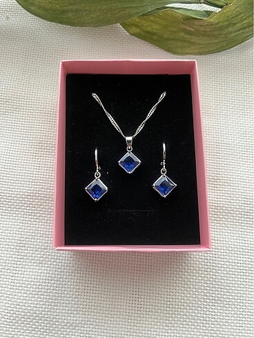 Diğer 925 Damgalı Mavi Gümüş Set
