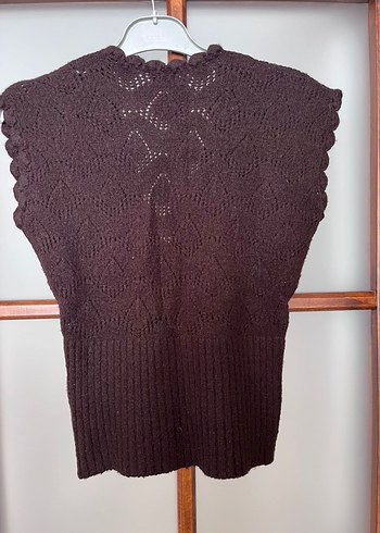 Adil Işık Kahverengi V Yaka Örgü Süveter yelek - Görsel 4