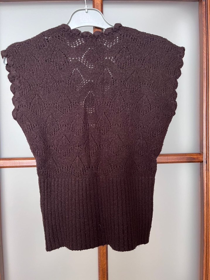 Adil Işık Kahverengi V Yaka Örgü Süveter yelek - Görsel 4