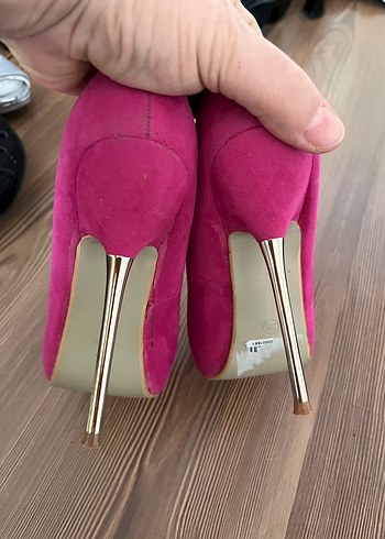 BAMBİ marka metal topuklu Pembe Süet Stiletto Topuklu Ayakkabı - Görsel 2