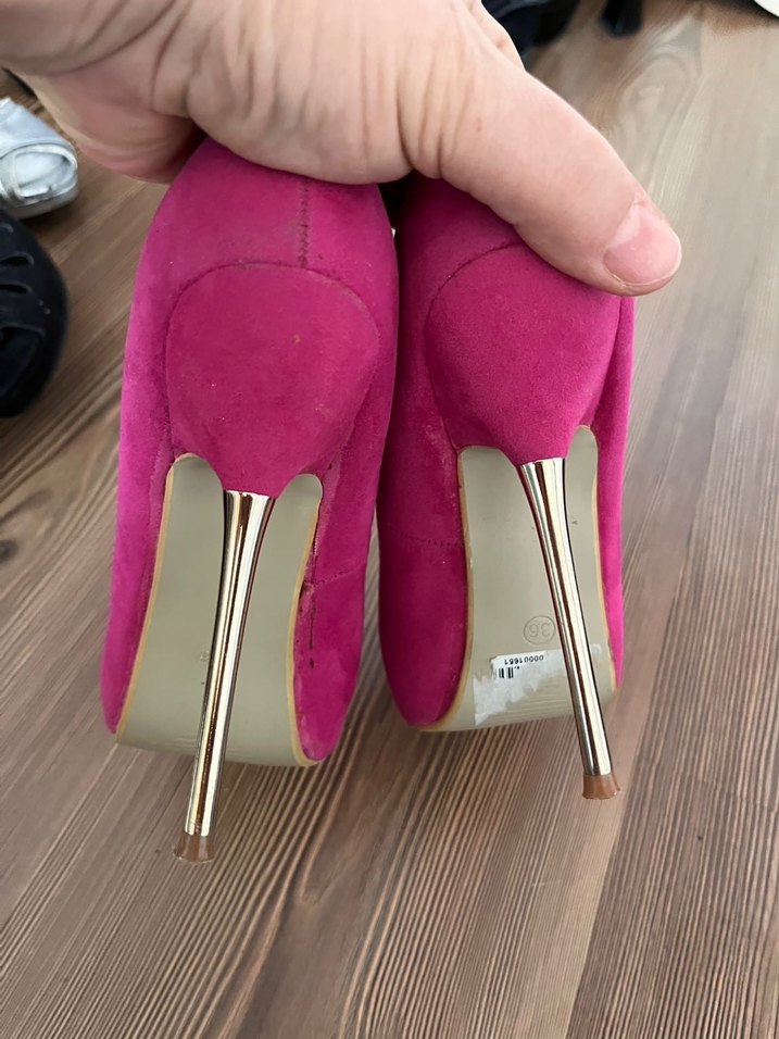 BAMBİ marka metal topuklu Pembe Süet Stiletto Topuklu Ayakkabı - Görsel 2