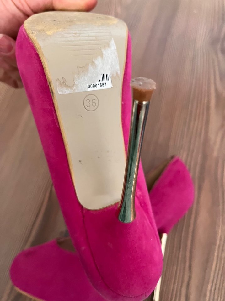 BAMBİ marka metal topuklu Pembe Süet Stiletto Topuklu Ayakkabı - Görsel 3