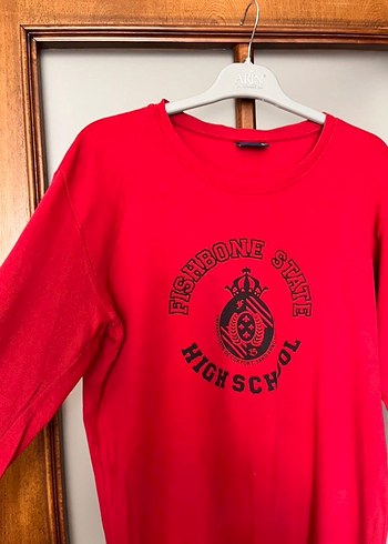 Kırmızı Baskılı Uzun Kollu Sweatshirt - Görsel 3