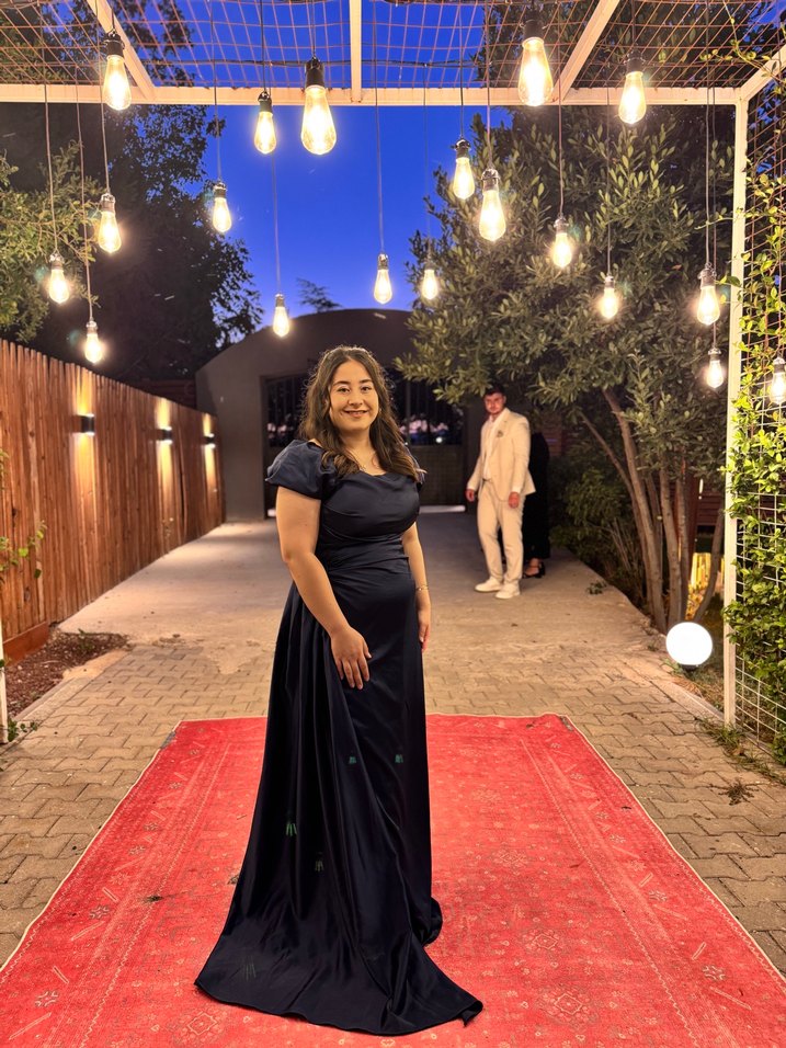 Koyu Lacivert Straplez  Mezuniyet Elbisesi - Görsel 3