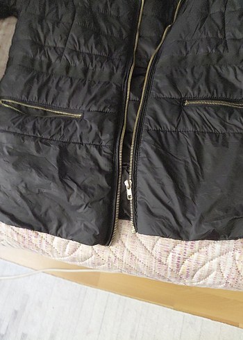 koton siyahKapüşonlu Fermuarlı Kadın ince mont - Görsel 3