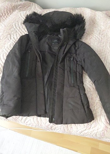 Zara Siyah Kürklü Kadın Kışlık Mont - Görsel 2