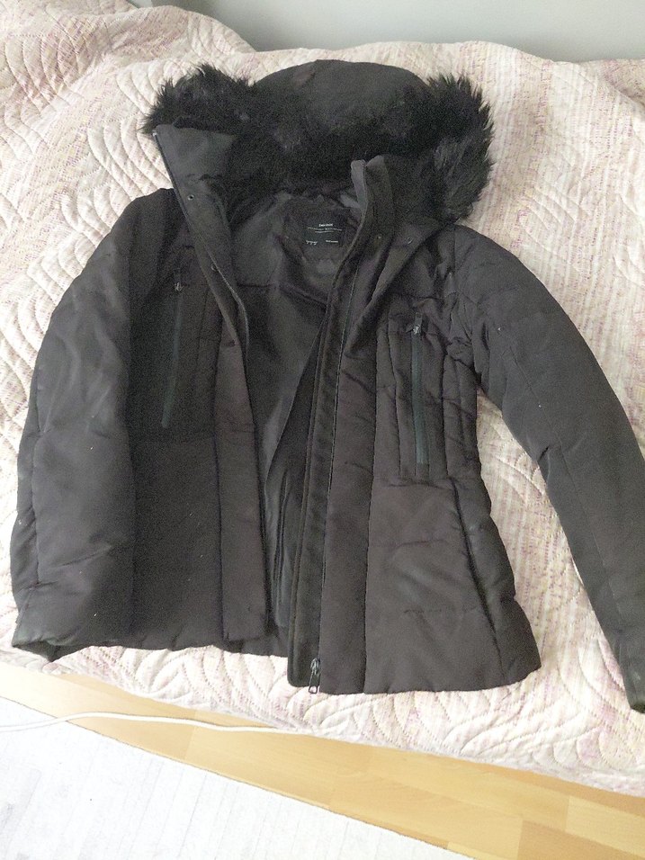 Zara Siyah Kürklü Kadın Kışlık Mont - Görsel 2