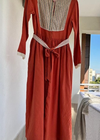 Diğer Diger Bordo Nakışlı Uzun Elbise